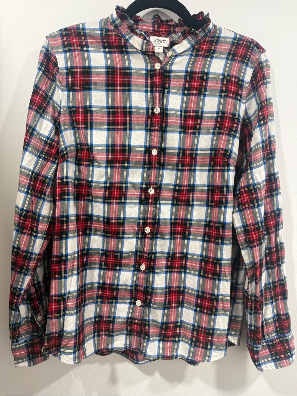 J. Crew Red, Blue and White Plaid Button-Down Shirt